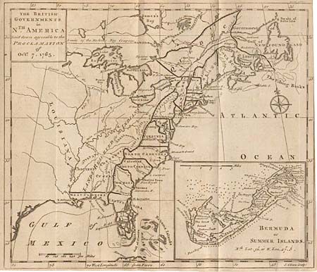The British Governments in Nth. America laid down agreeable to the Proclamation of Oct. 7, 1763