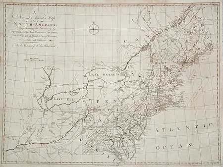A New and Accurate Map of Part of North America, Comprehending the Provinces of New England, New York, Pensilvania, New Yersey, Connecticut, Rhode Island, & part of Virginia, Canada, and Hallifax