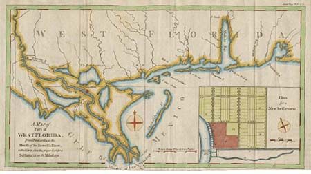 A Map of Part of West Florida from Pensacola to the Mouth of the Iberville River, with a View to shew the proper Spot for a Settlement on the Mississippi