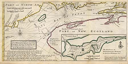 A Description of the Bay of Fundy Shewing ye Coast, Islands, Harbours, Creeks, Coves, Rocks, Sholes, Soundings & Anchorings & c. observed by Nat. Blackmore in ye years 1711 and 1712. By Her Majesties Special Command