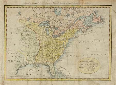A Correct Map of the United States of North America, Including the British and Spanish Territories, carefully laid down agreeable to the Treaty of 1784