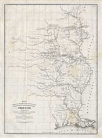 Map Illustrating the plan of the defences of the Western & North-Western Frontier, as proposed by the Hon: J.R. Poinsett, Sec. Of War, in his report of Dec. 30, 1837