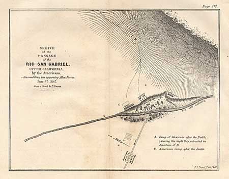 Sketch of the Battle de Los Angeles ... [in set with] Sketch of the Passage of the Rio San Gabriel  [and] Sketch of the Actions fought at San Pascal  [and] [Untitled Map of California]