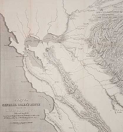 Sketch of General Riley's Route through the Mining Districts July & August 1849.  Lt Derby 1850.
