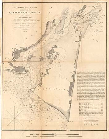 Preliminary Sketch of the entrances to Cape Fear River and New Inlet North Carolina