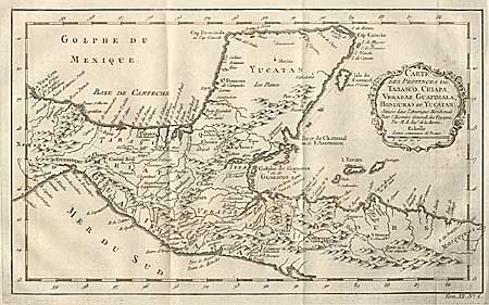 Carte des Provinces de Tabasco, Chiapa, Verapaz, Guatimala, Honduras et Yucatan
