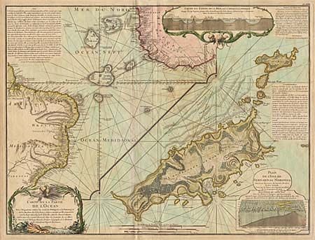 Carte de la Partie de l' Ocean Vers l'Equateur entre les Cotes d'Afrique et d' Amerique  [on sheet with] Plan de l' Isle de Fernand de Noronha 