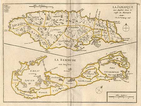 La Jamaique aux Anglois dans le Golfe du Mexique - La Bermude aux Anglois