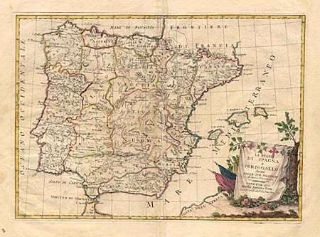 Li Regni Di Spagna E Portogallo divisi Nelle Sue Provincie di nuova Projezione