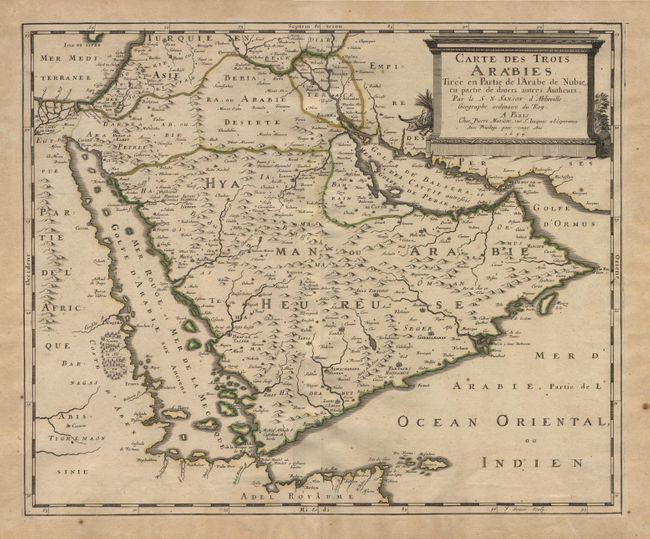 Carte des Trois Arabies. Tiree en Partie de l'Arabe de Nubie, en partie de diuers autres Autheurs