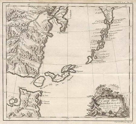 Carte Des Isles Kouriles d' apres la carte Russe