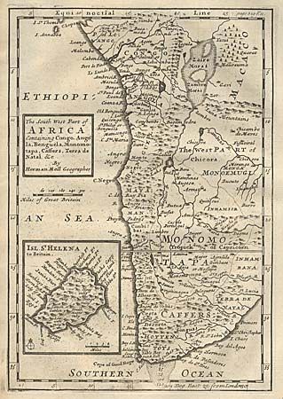 The South West part of Africa Containing Congo, Angola, Benguela, Monomotapa, Caffers, Terra de Natal & c.