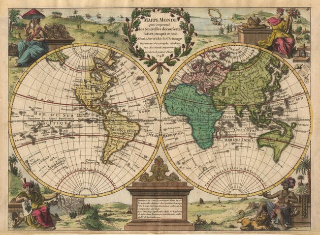 Mappe Monde qui Comprend les Nouvelles decouvertes faites jusqu'a ce jour