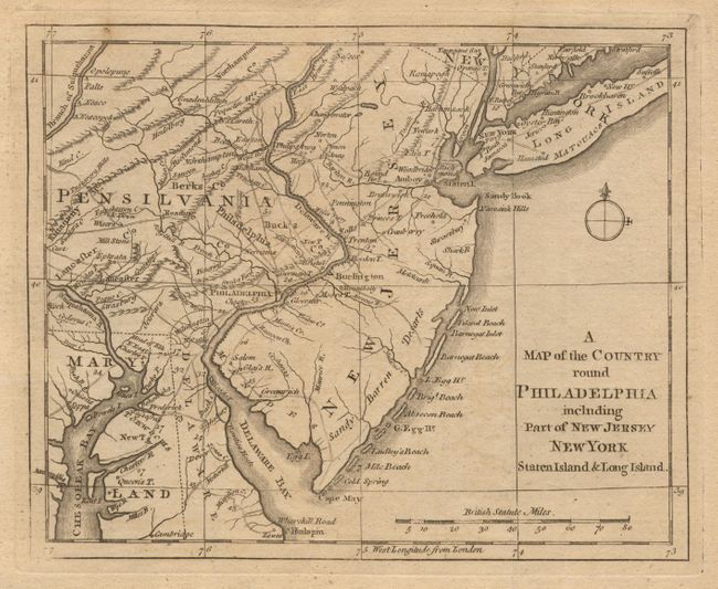 A Map of the Country round Philadelphia including Part of New Jersey, New York, Staten Island & Long Island