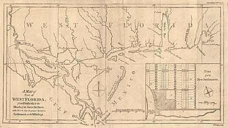 A Map of Part of West Florida, from Pensacola to the Mouth of the Iberville River, with a View to shew the proper Spot for a Settlement on the Mississippi