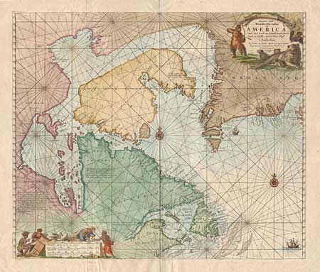 Pascaarte vande Noorder Zee custen van America Vande West-hoeck van Ysland doorde Straet Davis en Hudson, tot aen Terra Neuf