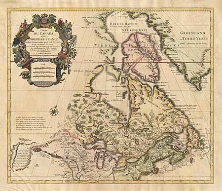 Carte Du Canada ou de la Nouvelle France et des decouvertes qui y ont ete faites Dressee sur plusieurs Observations et sur un grand nombre de Ralations imprimees ou manuscrites