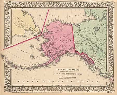 North Western America showing the Territory ceded by Russia to the United States
