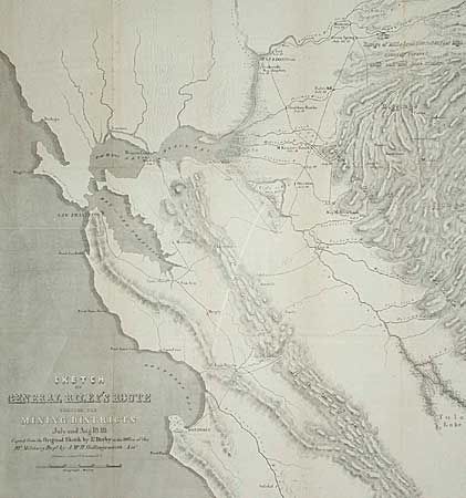 Sketch of General Riley's Route through the Mining Districts July & Aug 1849.  Lt Derby 1850.