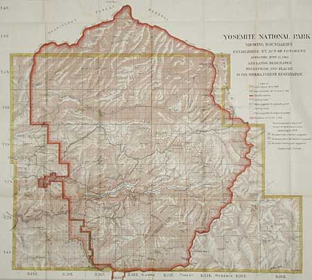 Yosemite National Park Showing Boundaries Established by Act of Congress approved Feb. 7,1905 and Lands Eliminated therefrom and placed in the Sierra Forest Reservation.