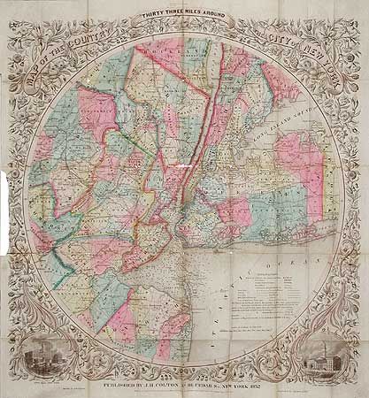 Map of the Country Thirty Three Miles Around The City of New York