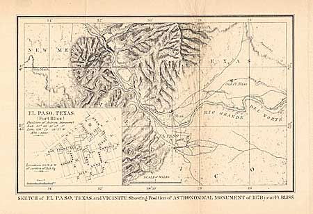 Sketch of El Paso, Texas, and Vicinity; Showing Position of Astronomical Monument of 1878 near Ft. Bliss.