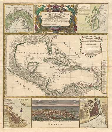 Mappa Geographica, complectens I. Indiae Occidentalis Partem Mediam Circum Isthmum Panamensem II Ipsumq Isthmum