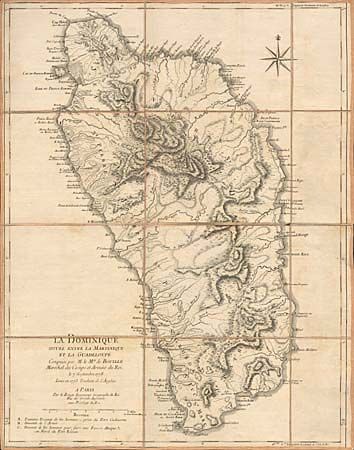 La Dominique situee entre la Martinique et la Guadeloupe