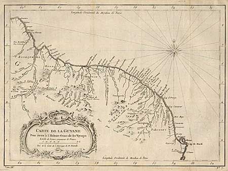 Carte de la Guyane. Pour servir a l' Histoire generale des Voyages