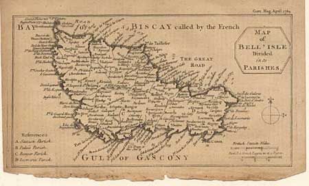 Map of Bell' Isle Divided into Parishes