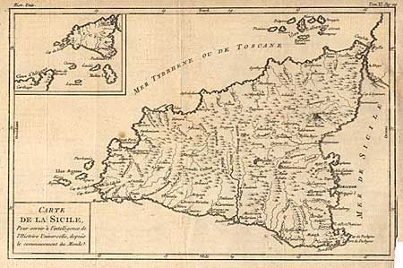 Carte de la Sicile, Pour servir a l' intelligence de l' Histoire Universelle, depuis le commencement du Monde