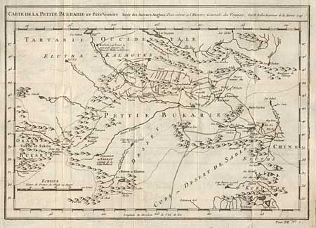 Carte de la Petite Bukharie et Pays Voisins Tiree des Auteurs Anglois Pour servir a l' Histoire Generale des Voyages