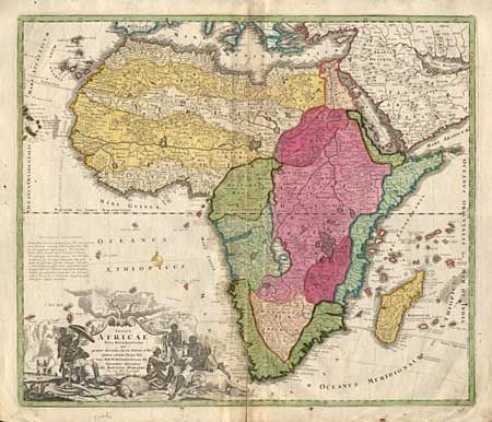 Totius Africae Nova Repreasentatio qua praeter diversos in ae Status et Regiones, etiam Origo Nili 
