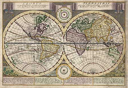 Globus Terrestris ex probatissimis recentiorum Geographorum Observationibus confectus cum Systemate Copernicano atque Tychonico, aliisque Phaenomenis