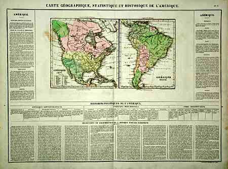 Carte Geographique, Statistique et Historique de L' Amerique