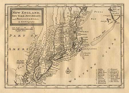 New England, New York, New Jersey, and Pensilvania &c.