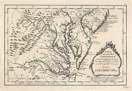 Karte von der Bay Chesapeack und den benachbarten Laden