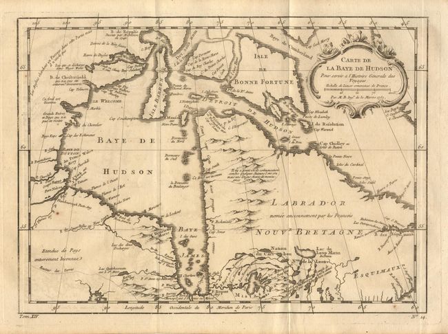 Carte de la Baye de Hudson Pour servir a l'Histoire Generale des Voyages