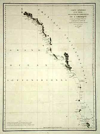 Carte Generale d' une Partie de la Cote du Nord-Ouest de L' Amerique reconnue par les Fregates Francaises la Boussole  et l' Astrolabe