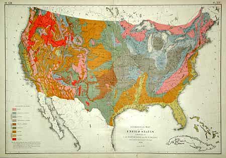 Geological Map of the United States compiled by C.H. Hitchcock and W.P. Blake