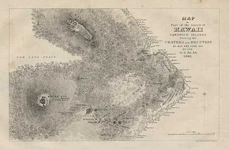 Map of Part of the Island of Hawaii, Sandwich Islands Shewing the Craters and Eruption of May and June 1841