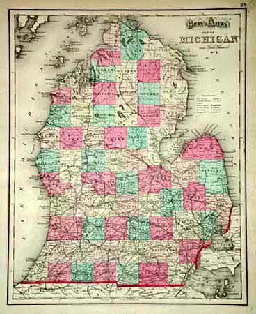 Gray's Atlas Map of Michigan
