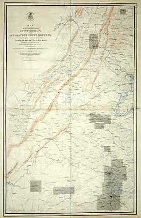 Map of the Region between Gettysburg, PA. and Appomattox Court House, VA. Exhibiting the connection between Campaign and Battle-Field Maps prepared by Authority of the Hon. Secretary of War.