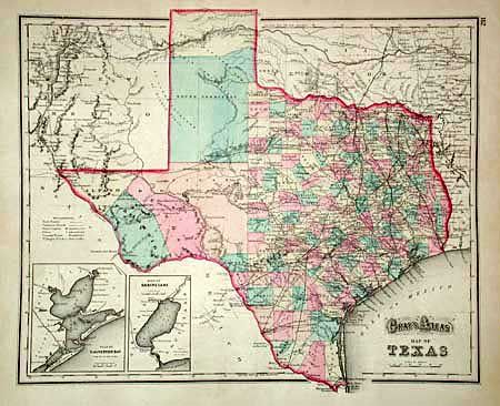 Gray's Atlas Map of Map of Texas