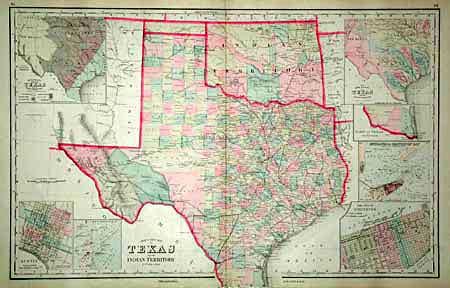 Gray's New Map of Texas and the Indian Territory