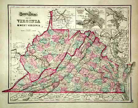 Grays Atlas Map of Virginia & West Virginia