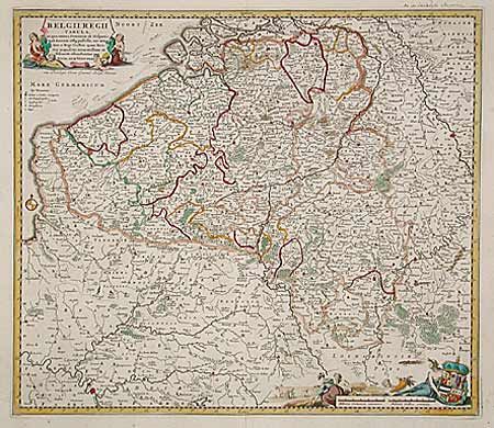Belgii Regii Tabula, in qua omnes Provinciae ab Hispanis ad Annum 1684 possessae, nec non tam a Rege Galliae quam Batavis acquisitae, accuratissime et distincte ostenduntur