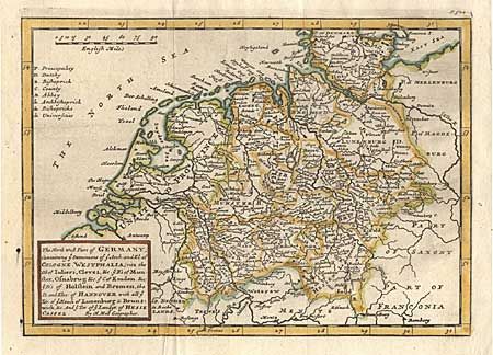 The North west Part of Germany; Containing ye Dominions of ye Arch: and El; of Cologne, Westphalia, (vits the D's of Juliers, Cleves, &c. ye B's of Munster, Osnabrug &c. C. of Emden &c.) ye D's of Holstein and Bremen, the D. and Elec. Of Hannover
