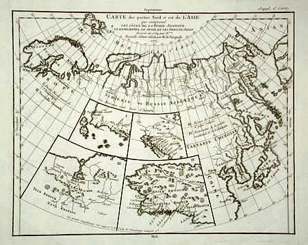 Carte des parties Nord et est de l' Asie qui comprend Les Cotes de la Russie Asiatique La Kamschatka, Le Jesso, et les isles du Japon