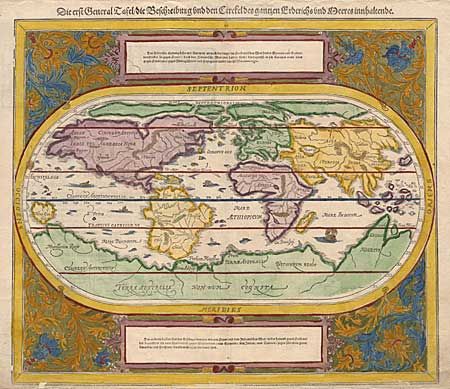 Die erst General Tafel die Beschreibung und den Circkel des gantzen Erdtrichs und Deeres innhaltend